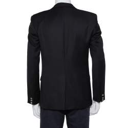 Balmain Black Wool Button Front Open Blazer XL