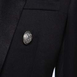 Balmain Black Wool Button Front Open Blazer XL