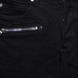 Pre Owned Balmain Black Denim Logo Embroidered Biker Jeans S