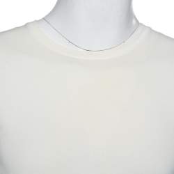 Pre Owned Balmain Cream Cotton Distressed Crewneck T-Shirt S   