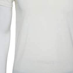 Pre Owned Balmain Cream Cotton Distressed Crewneck T-Shirt S   