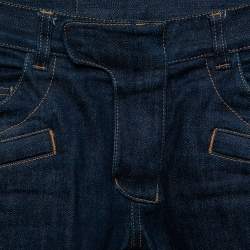 Pre Owned Balmain Navy Blue Denim Biker Jeans S