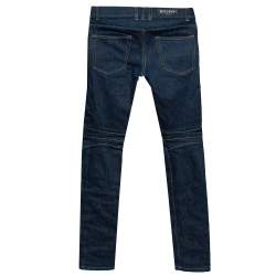 Pre Owned Balmain Navy Blue Denim Biker Jeans S