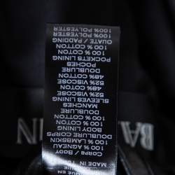 Pre Owned Balmain Black Leather Front Open Belted Waist Detail Moto Biker Jacket S