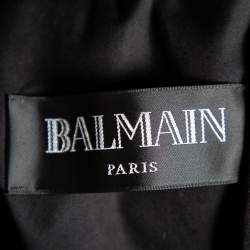 Pre Owned Balmain Black Leather Front Open Belted Waist Detail Moto Biker Jacket S