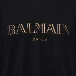 Balmain Black Metallic Logo Printed Crewneck T-Shirt XXL