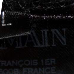 Pre Owned Balmain Black Logo Embossed Cotton Knit Crewneck T-Shirt L