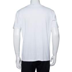 Pre Owned Balmain White Cotton Logo Patch Detail Crewneck T-Shirt L