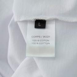 Pre Owned Balmain White Cotton Logo Patch Detail Crewneck T-Shirt L