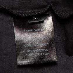 Pre Owned Balmain Black Cotton Metallic Logo Printed Crewneck T-Shirt M