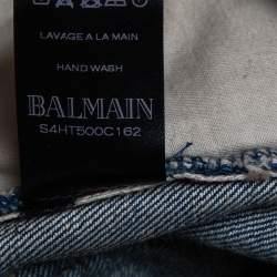 Pre Owned Balmain Navy Blue Denim Biker Jeans M