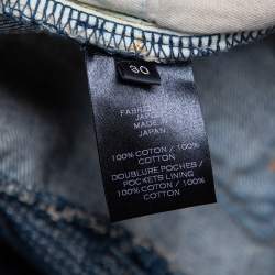 Pre Owned Balmain Navy Blue Denim Biker Jeans M