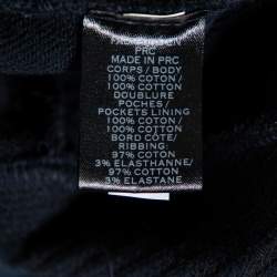 Pre Owned Balmain Navy Blue Logo Printed Cotton Knit Quilted Detail Biker Joggers XL