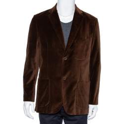 Balmain Vintage Brown Velvet Button Front Blazer XL