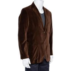 Balmain Vintage Brown Velvet Button Front Blazer XL
