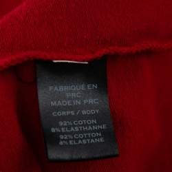 Pre Owned Balmain Red & Black Logo Printed Cotton Hoodie L