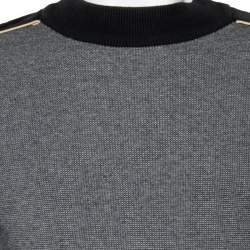 Pre Owned Balmain Grey Wool Knit Contrast Velvet Trim Sweater S