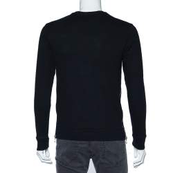 Pre Owned Balmain Black Panther Logo Print Cotton Zip Detail Sweatshirt S