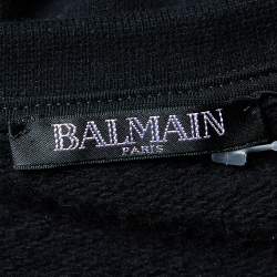 Pre Owned Balmain Black Panther Logo Print Cotton Zip Detail Sweatshirt S