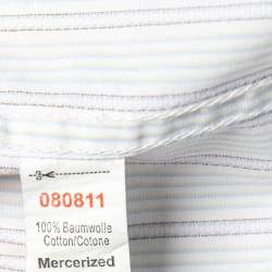 Balmain White Striped Cotton Short Sleeve Shirt L
