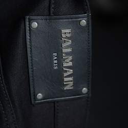 Pre Owned Balmain Black Denim Rib Detailed Slim Fit Biker Jeans XL