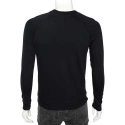 Pre Owned Balmain Black Logo Printed Cotton Crewneck Sweatshirt S