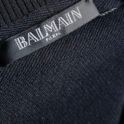 Pre Owned Balmain Black Logo Printed Cotton Crewneck Sweatshirt S