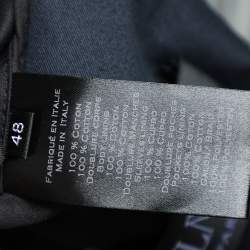 Pre Owned Balmain Navy Blue Cotton Velvet Collar Trim Open Front Jacket M