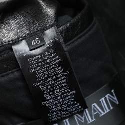 Pre Owned Balmain Black Leather Open Front Biker Jacket S