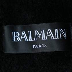 Pre Owned Balmain Black Shearling Biker Jacket M
