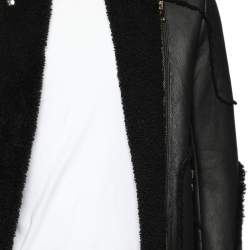 Pre Owned Balmain Black Shearling Biker Jacket M