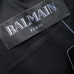 Pre Owned Balmain Black Wool Button Front Blazer M