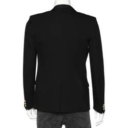 Pre Owned Balmain Black Wool Button Front Blazer M