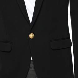 Pre Owned Balmain Black Wool Button Front Blazer M