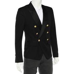 Pre Owned Balmain Black Wool Double Breasted Blazer M