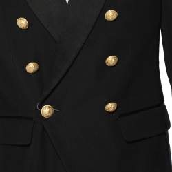 Pre Owned Balmain Black Wool Double Breasted Blazer M