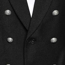 Pre Owned Balmain Black Wool Button Detail Double Breasted Jacket M