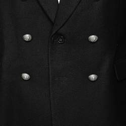 Pre Owned Balmain Black Wool Button Detail Double Breasted Jacket M