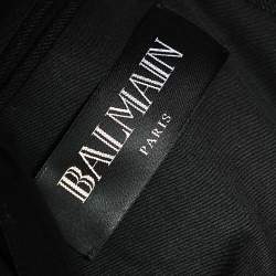 Pre Owned Balmain Black Wool Button Detail Double Breasted Jacket M