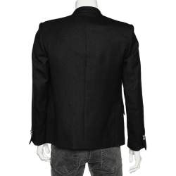Pre Owned Balmain Black Wool Button Detail Double Breasted Jacket M