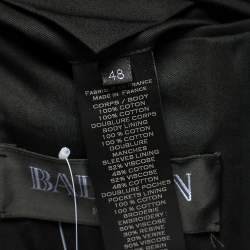 Pre Owned Balmain Black Beaded Cotton Open Front Jacket M