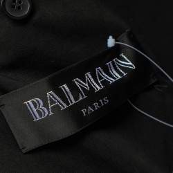 Pre Owned Balmain Black Beaded Cotton Open Front Jacket M