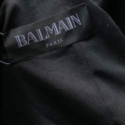 Pre Owned Balmain Black Wool Satin Trim Spencer Blazer L