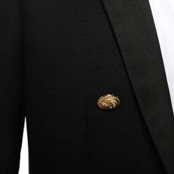 Pre Owned Balmain Black Cotton Button Detailed Open-Front Blazer M
