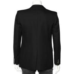 Pre Owned Balmain Black Cotton Button Detailed Open-Front Blazer M