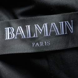Balmain Black Cotton & Silk Lapel Detailed Cropped Blazer M