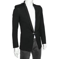 Pre Owned Balmain Black Wool & Embellished Detailed Single Breasted Blazer M