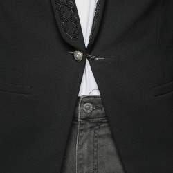 Pre Owned Balmain Black Wool & Embellished Detailed Single Breasted Blazer M