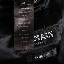 Pre Owned Balmain Black Wool Double Breasted Blazer M