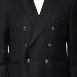 Pre Owned Balmain Black Wool Double Breasted Blazer M